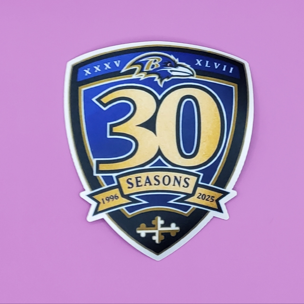 Baltimore Ravens 30th Anniversey Iron-on Patch 3.5